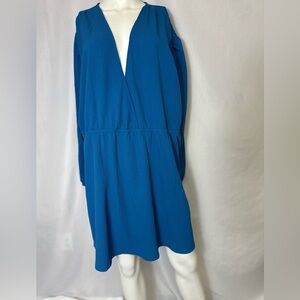 H&M Divided Women's Blue V Neck Long  Ballon Sleeve Dress Sz 3X